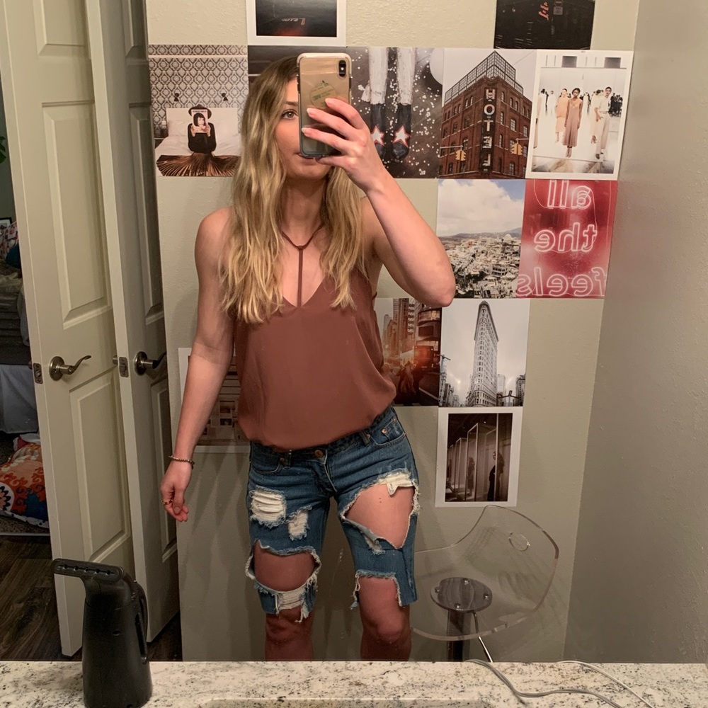 Distressed Bermuda Jean Shorts